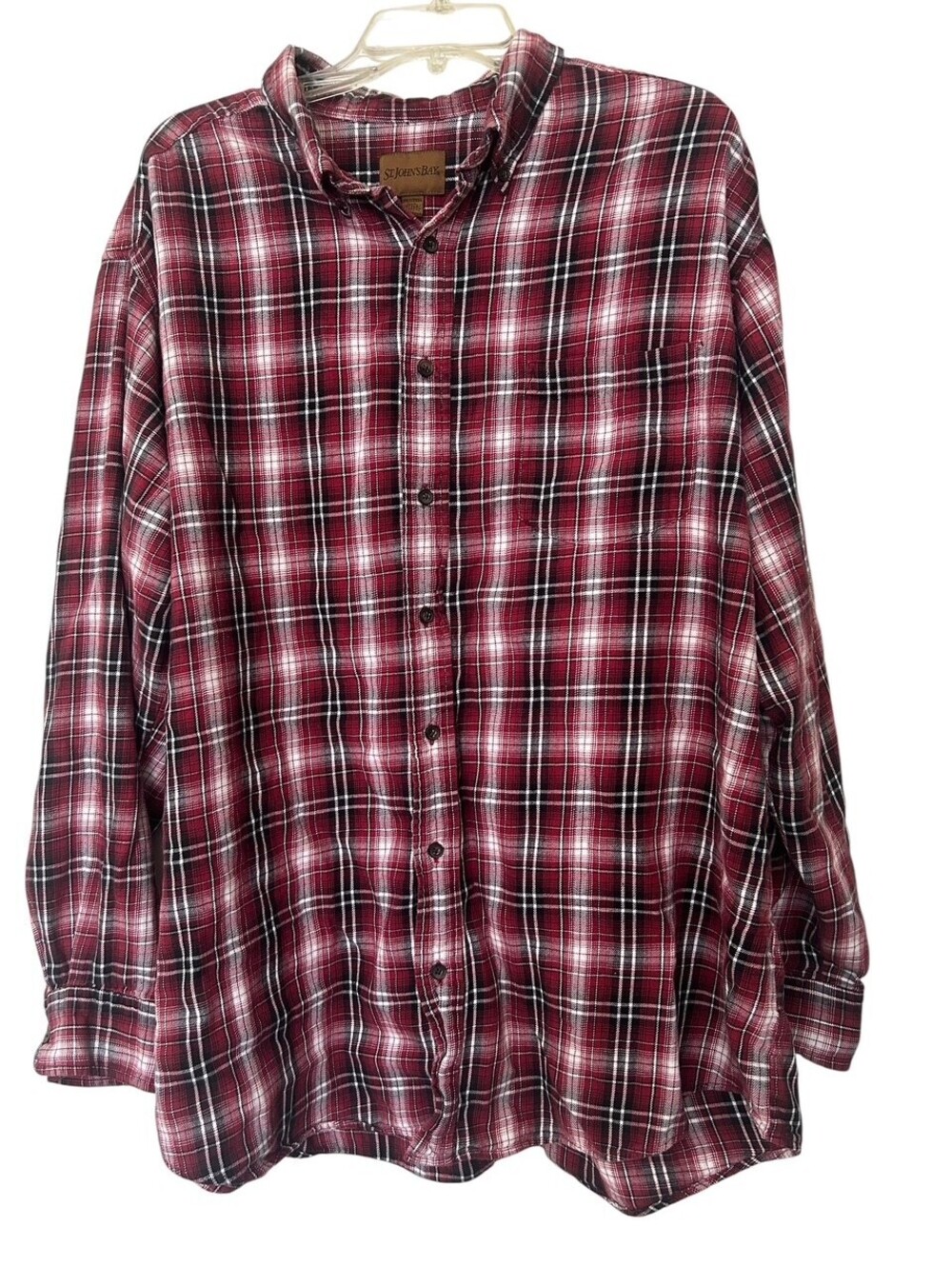 St. Johns Bay Flannel Shirt Button Down Plaid Mens Size 2XL Tall Grunge Camping